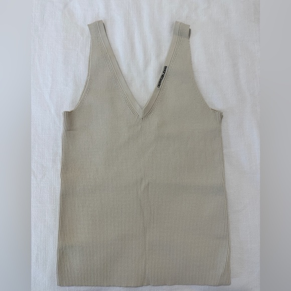 Calvin Klein Ribbed Tank Beige - Picture 1 of 1